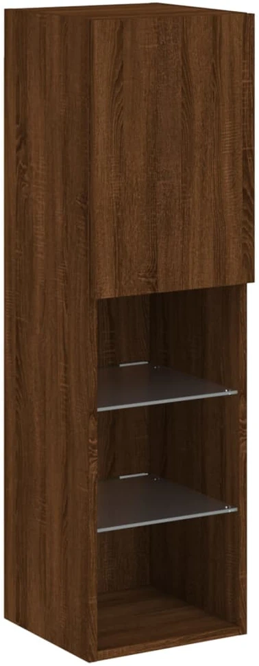 TV staliukas TV spintelė su LED lemputėmis, ruda ąžuolo, 30,5x30x102cm