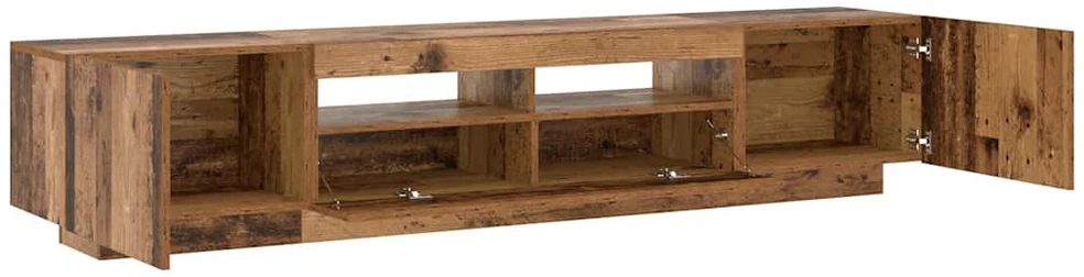 TV staliukas TV spintelė su LED lemputėmis, senovinė mediena, 200x35x40cm, inžinerinė mediena