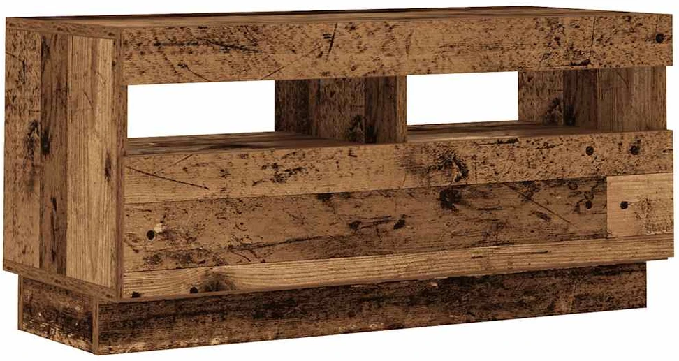 TV staliukas TV spintelė su LED lemputėmis, senovinė mediena, 180x35x40cm, inžinerinė mediena