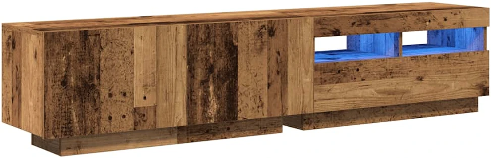 TV staliukas TV spintelė su LED lemputėmis, senovinė mediena, 180x35x40cm, inžinerinė mediena