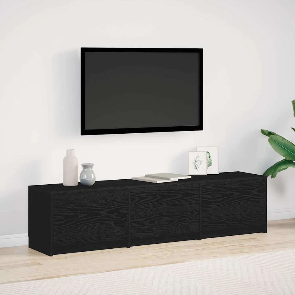TV staliukas TV spintelė su LED su stalčių Juodas Ąžuolas 165 x 34 x 40 cm