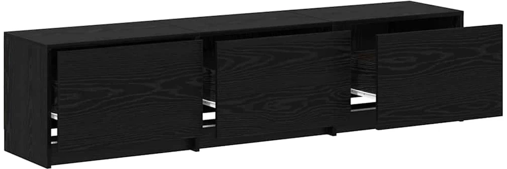 TV staliukas TV spintelė su LED su stalčių Juodas Ąžuolas 165 x 34 x 40 cm