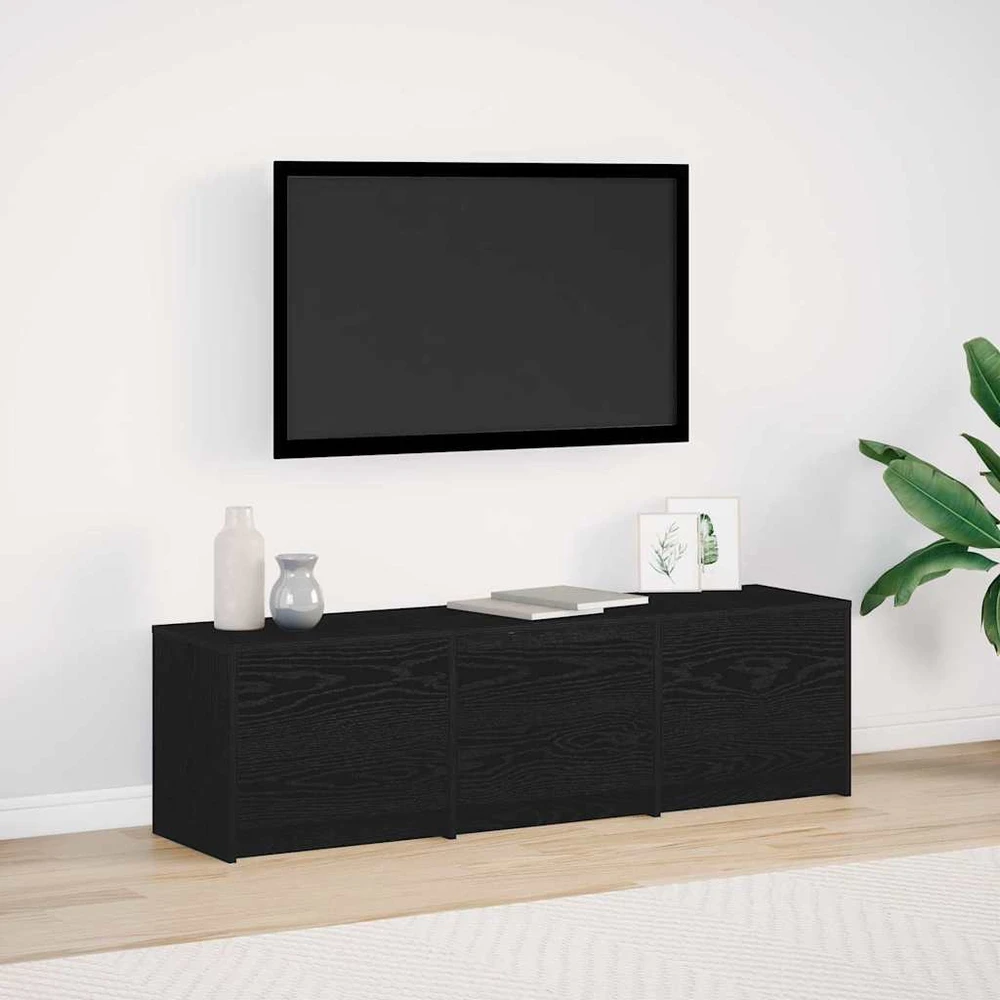 TV staliukas TV spintelė su LED su stalčių Juodas Ąžuolas 140 x 34 x 40 cm