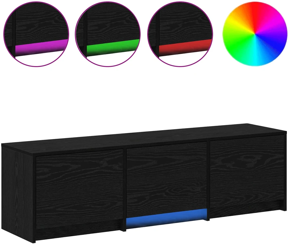 TV staliukas TV spintelė su LED su stalčių Juodas Ąžuolas 140 x 34 x 40 cm