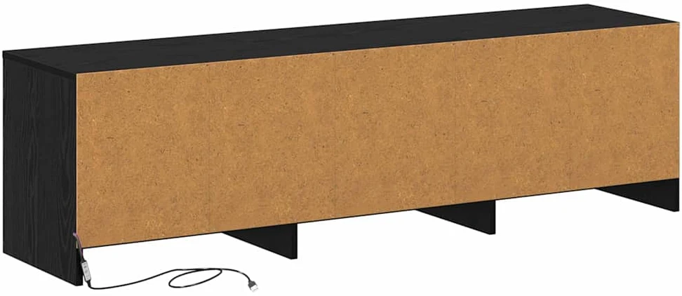 TV staliukas TV spintelė su LED su stalčių Juodas Ąžuolas 140 x 34 x 40 cm