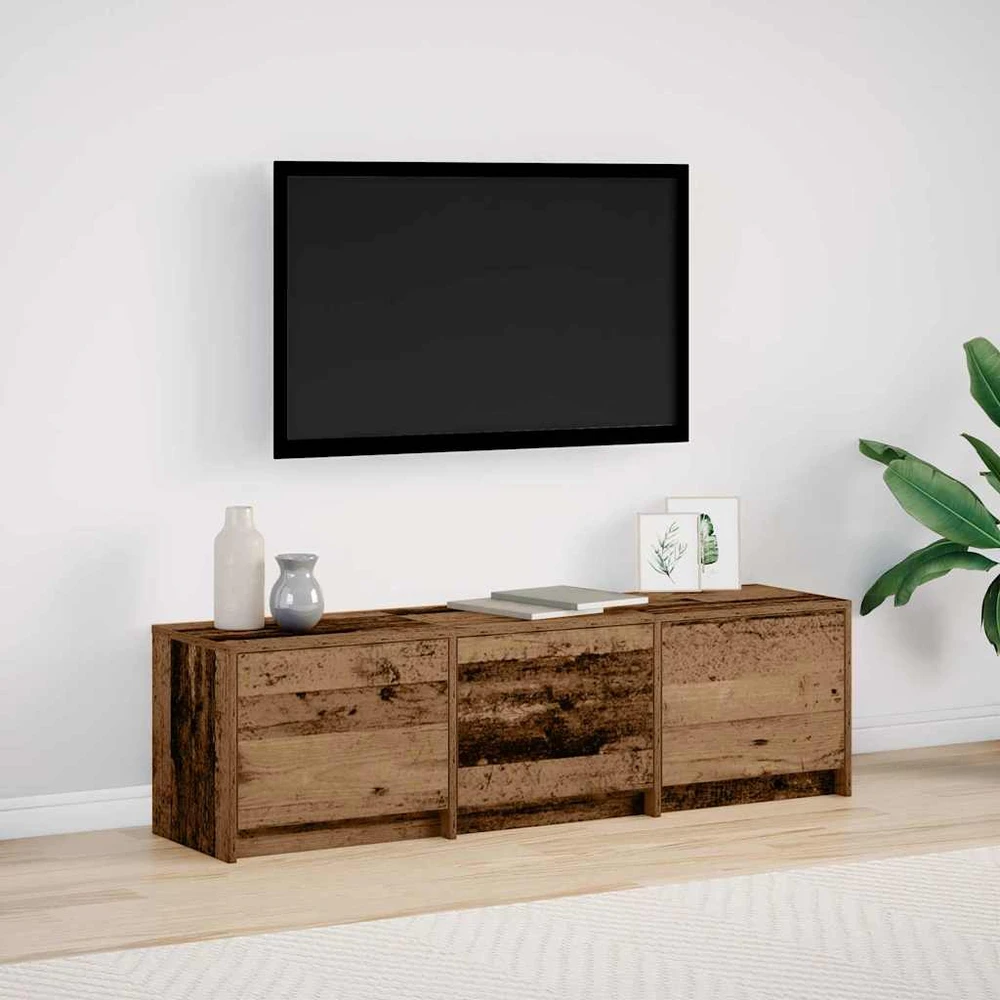 TV staliukas TV spintelė su LED su stalčių Senas medis 140 x 34 x 40 cm