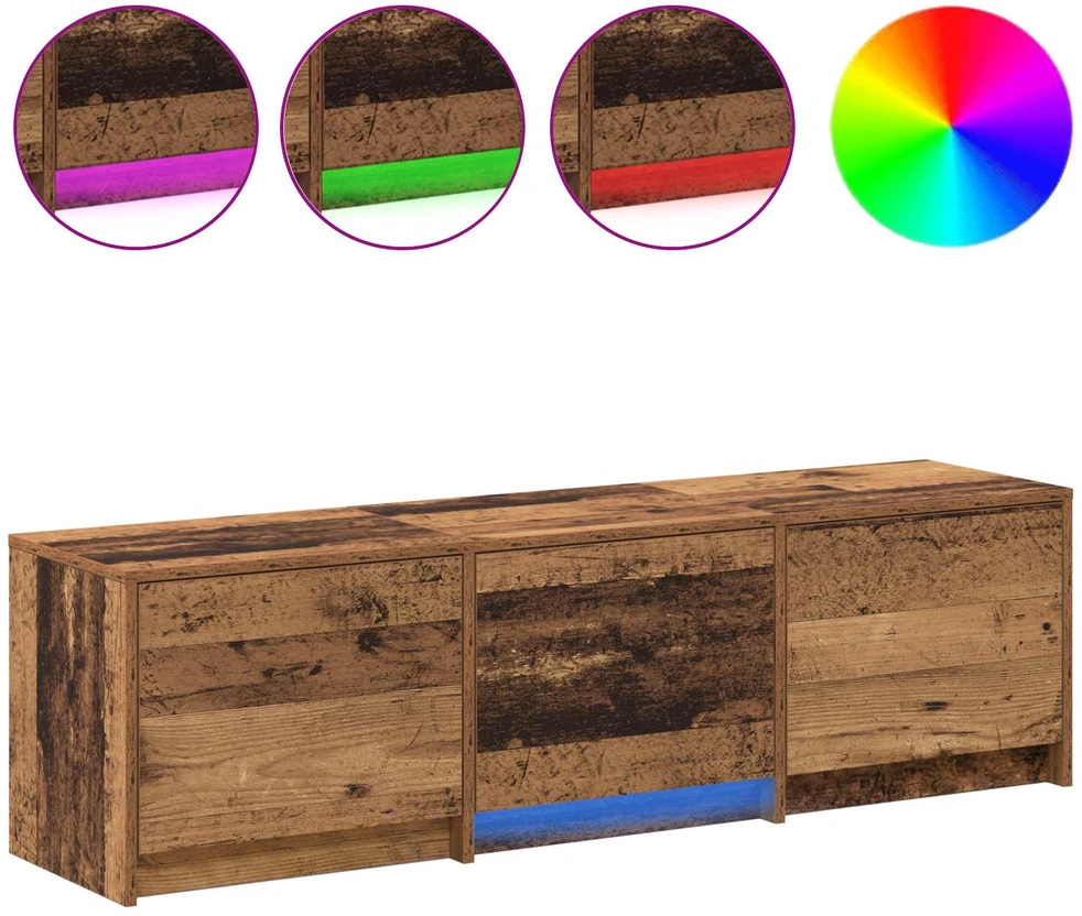 TV staliukas TV spintelė su LED su stalčių Senas medis 140 x 34 x 40 cm