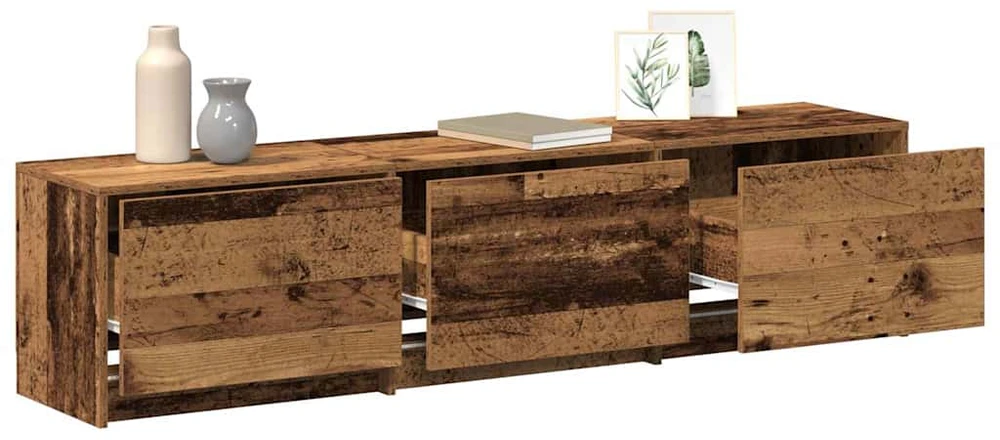 TV staliukas TV spintelė su LED su stalčių Senas medis 165 x 34 x 40 cm