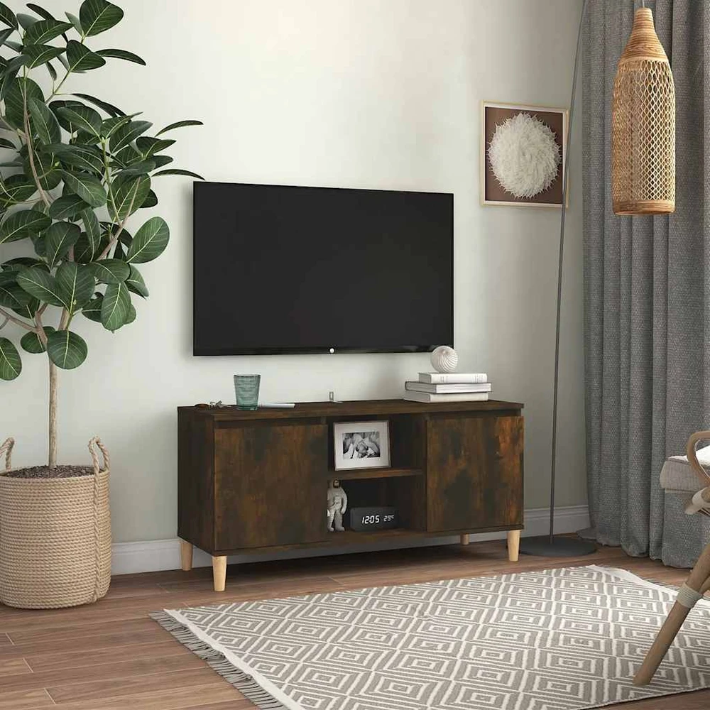 TV staliukas TV spintelė su medinėmis kojelėmis, ąžuolo, 103,5x35x50cm