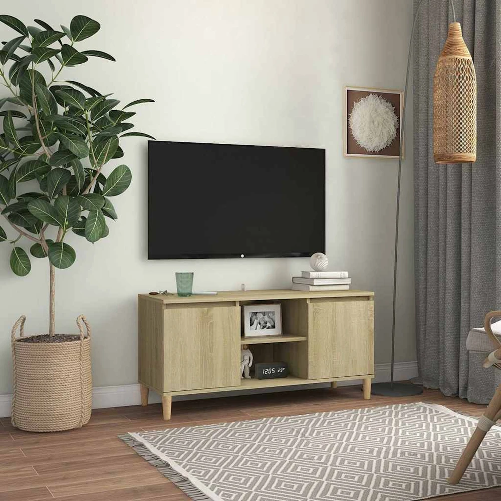 TV staliukas TV spintelė su medinėmis kojelėmis, ąžuolo, 103,5x35x50cm