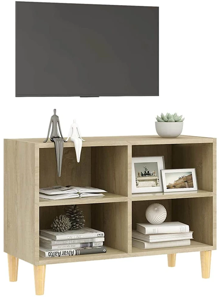 TV spintelė su medinėmis kojelėmis, ąžuolo, 69,5x30x50cm