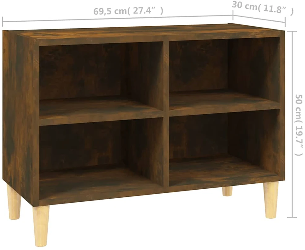 TV spintelė su medinėmis kojomis, dūminio ąžuolo, 69,5x30x50cm
