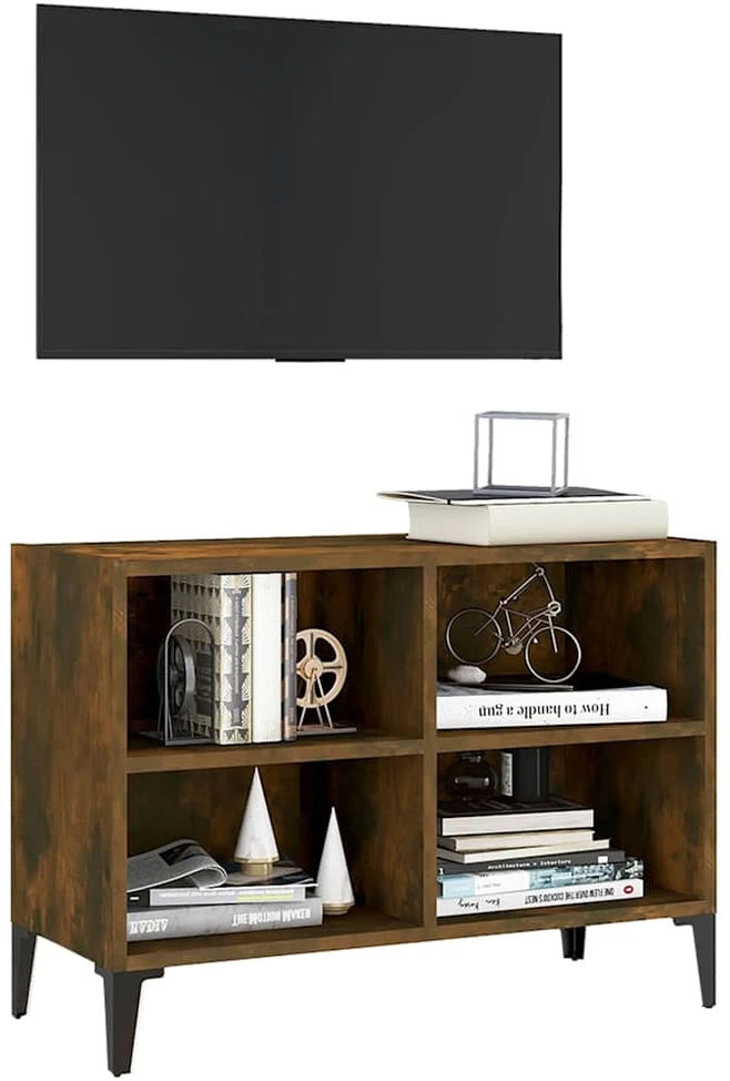 TV staliukas TV spintelė su metalinėmis kojelėmis, ąžuolo, 69,5x30x50cm