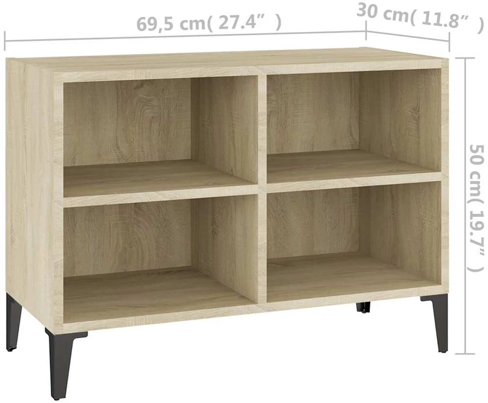 TV spintelė su metalinėmis kojelėmis, ąžuolo, 69,5x30x50cm