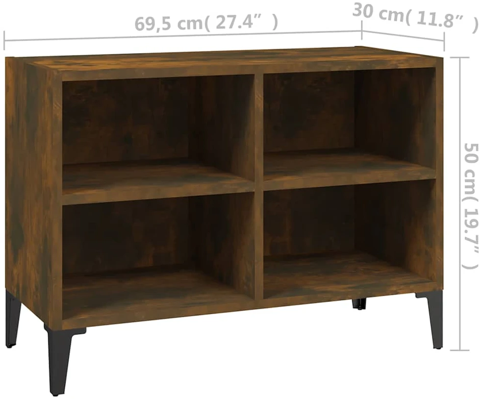 TV staliukas TV spintelė su metalinėmis kojelėmis, ąžuolo, 69,5x30x50cm