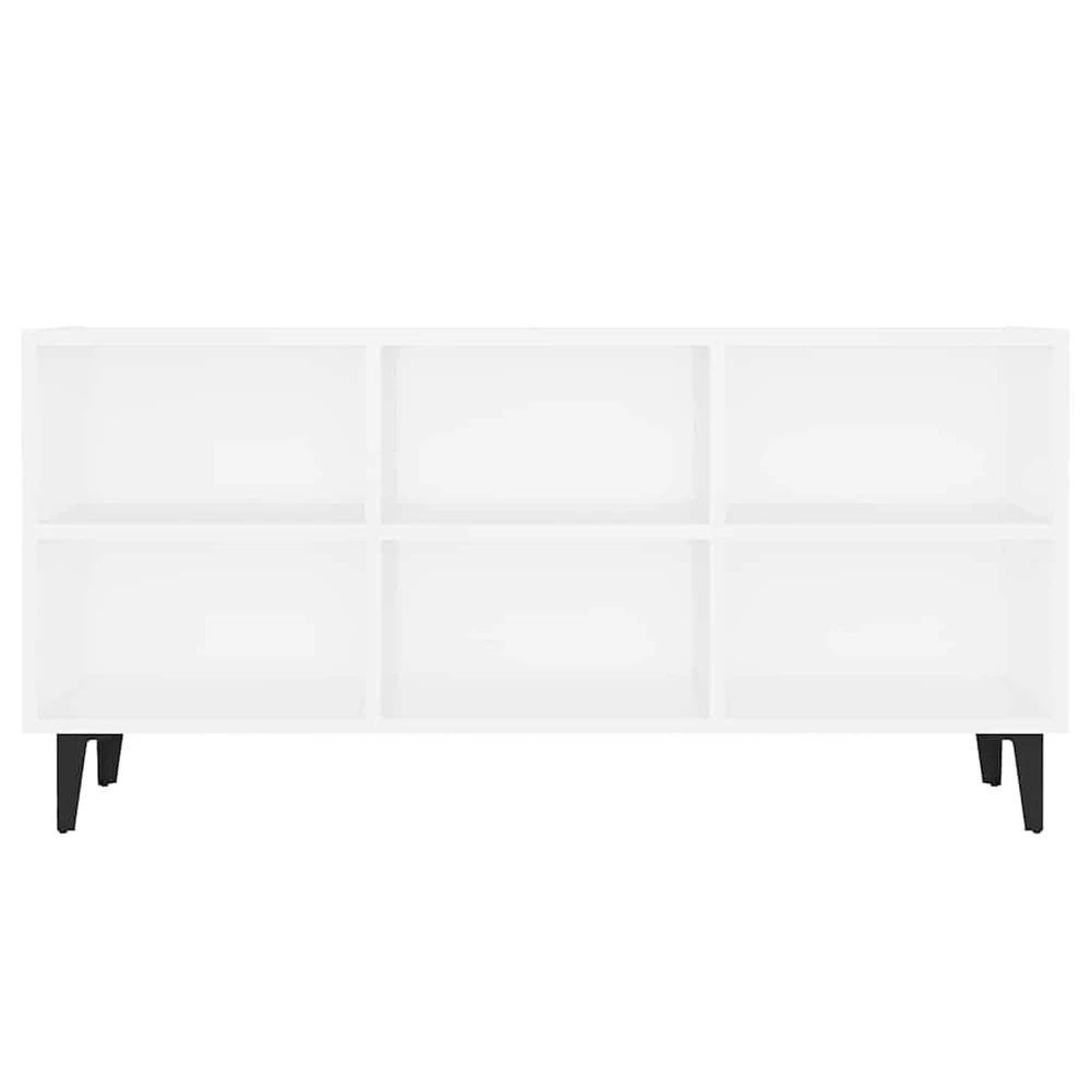 TV staliukas TV spintelė su metalinėmis kojelėmis, balta, 103,5x30x50cm