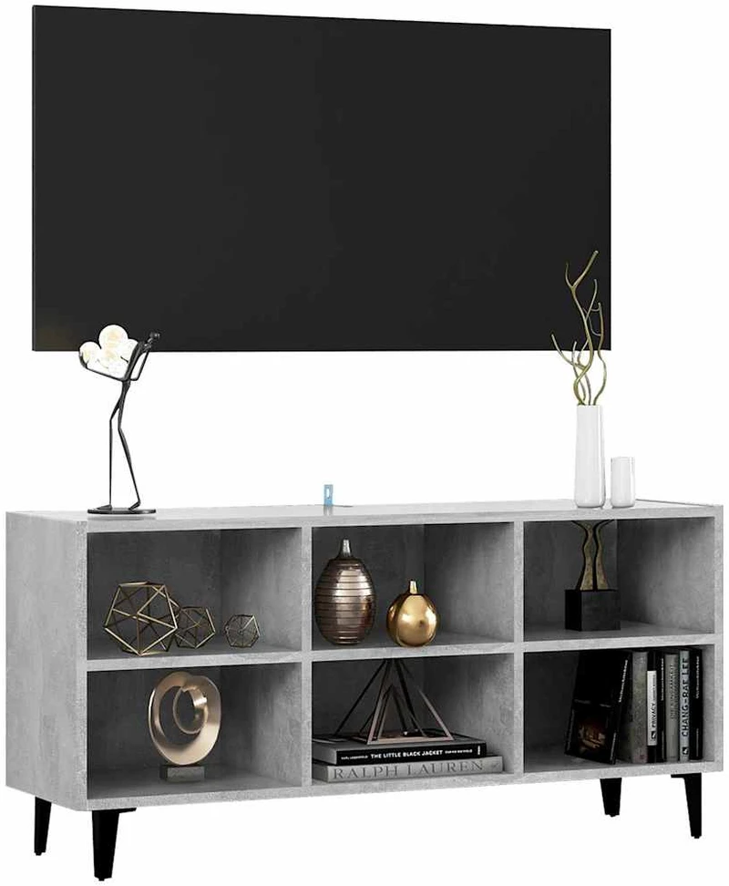TV staliukas TV spintelė su metalinėmis kojelėmis, pilka, 103,5x30x50cm