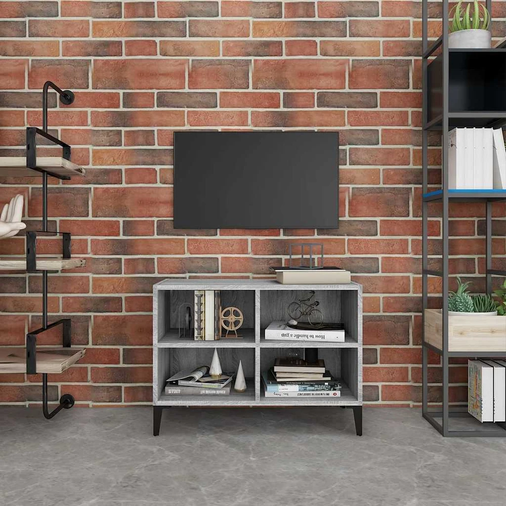 TV staliukas TV spintelė su metalinėmis kojelėmis, pilka, 69,5x30x50cm