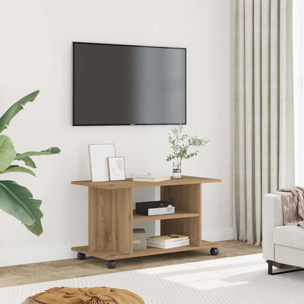 TV staliukas TV spintelė su ratukais, artisano, 80x40x45cm, apdirbta mediena