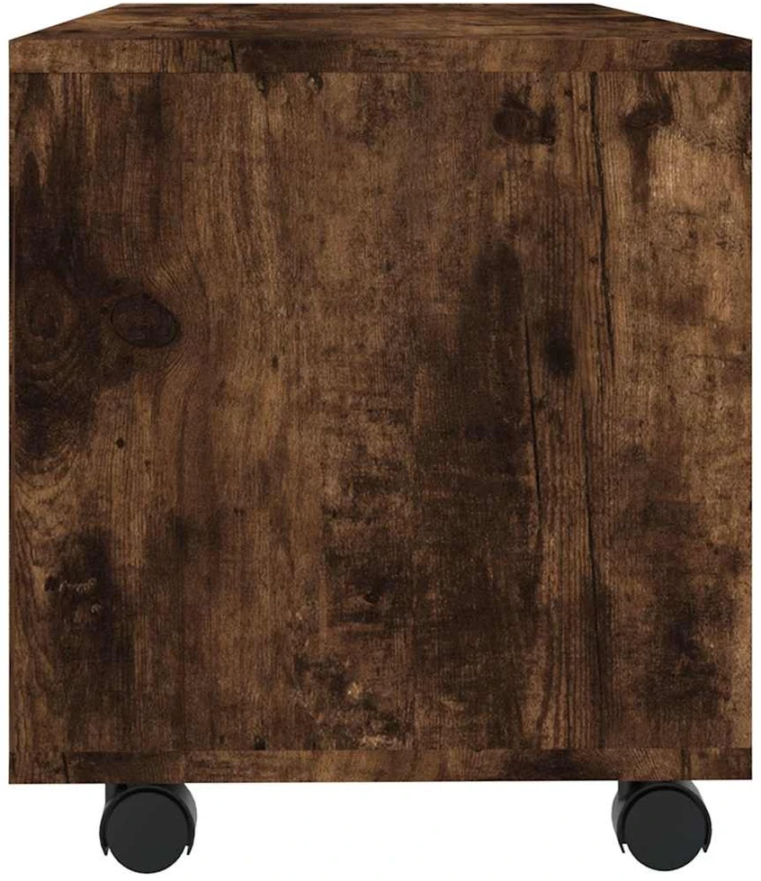 TV staliukas TV spintelė su ratukais, dūminio ąžuolo, 90x35x35cm, mediena