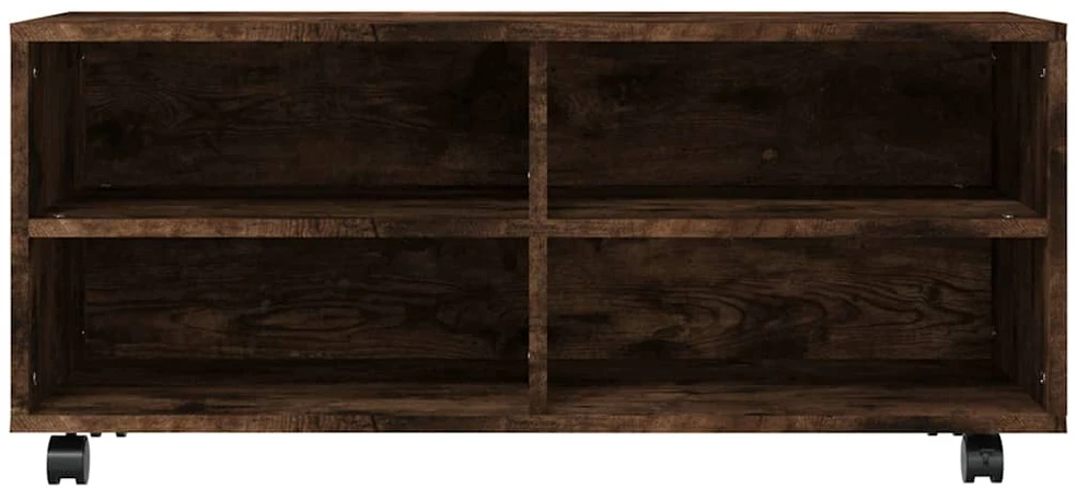 TV staliukas TV spintelė su ratukais, dūminio ąžuolo, 90x35x35cm, mediena