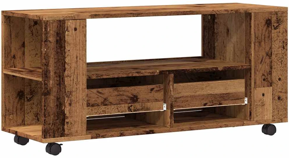 TV staliukas TV spintelė su ratukais, medienos, 102x34,5x43cm, mediena