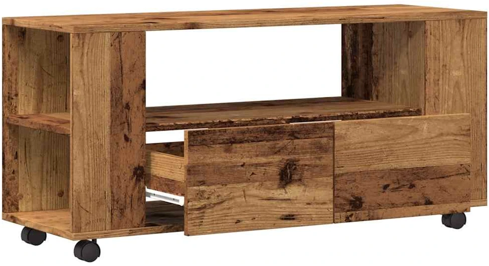 TV staliukas TV spintelė su ratukais, medienos, 102x34,5x43cm, mediena