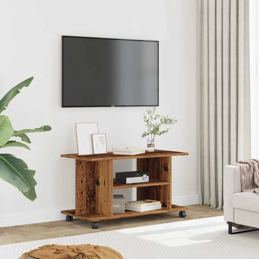 TV staliukas TV spintelė su ratukais, medienos, 80x40x45 cm, mediena
