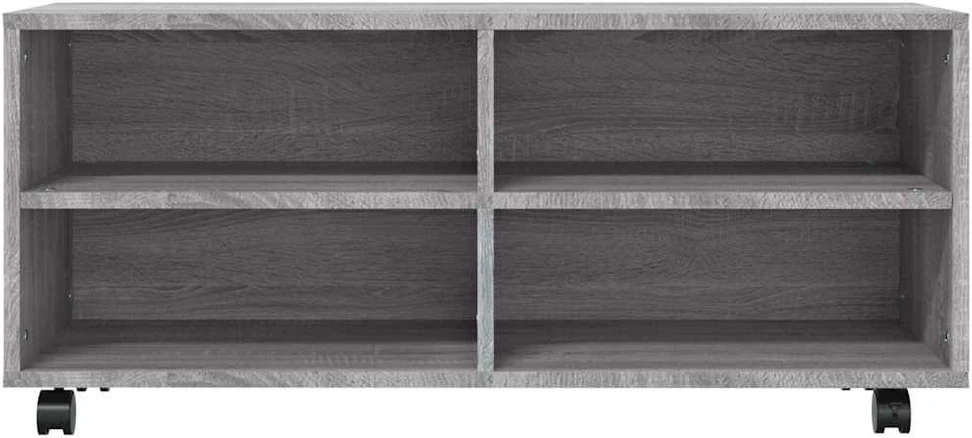 TV staliukas TV spintelė su ratukais, pilka ąžuolo, 90x35x35cm, mediena