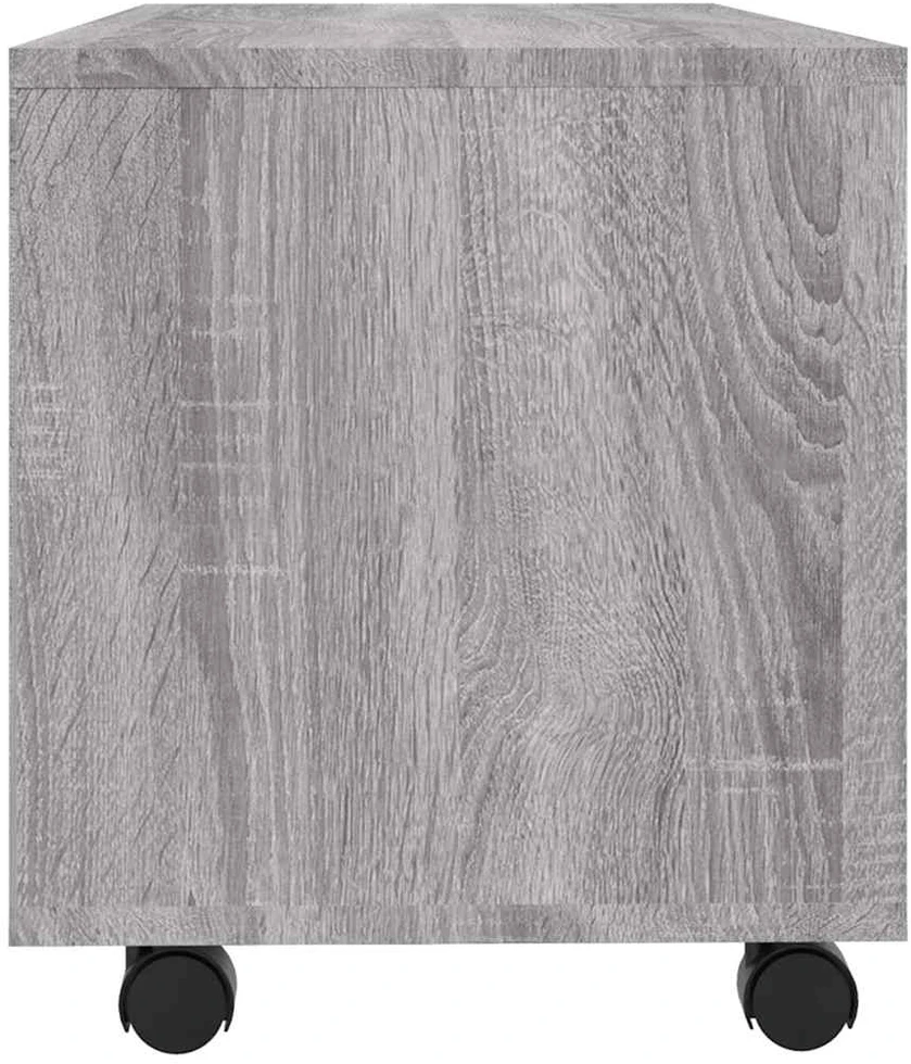 TV staliukas TV spintelė su ratukais, pilka ąžuolo, 90x35x35cm, mediena