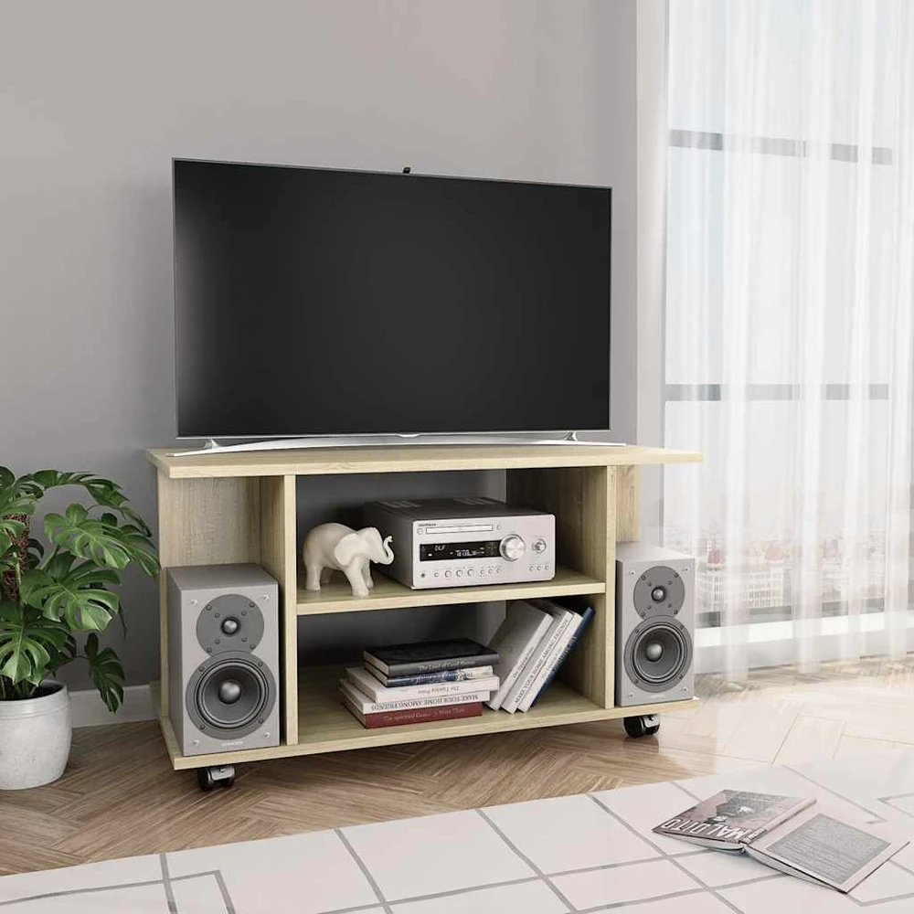 TV staliukas TV spintelė su ratukais, sonoma ąžuolo sp., 80x40x45cm, mediena
