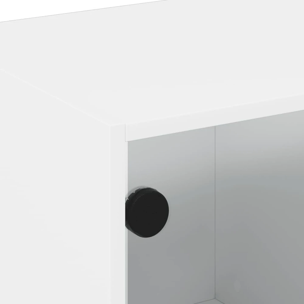 TV staliukas TV spintelė su stiklinėmis durelėmis, balta, 68x37x42cm