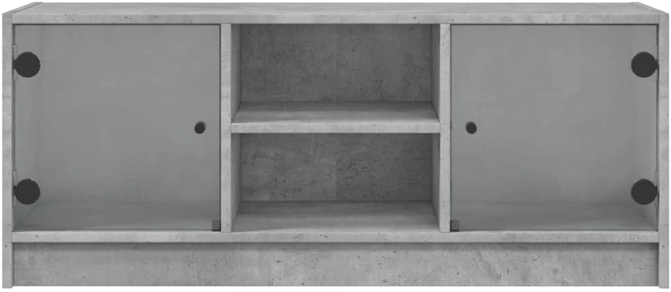 TV staliukas TV spintelė su stiklinėmis durelėmis, betono, 102x37x42cm