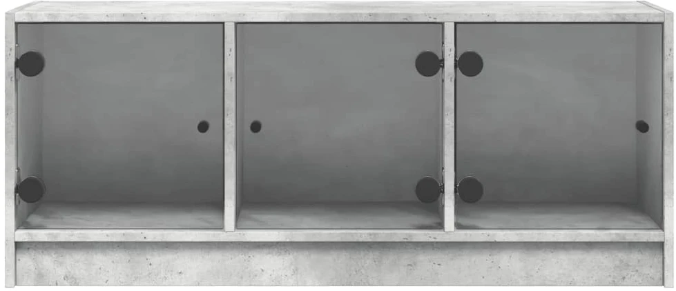 TV staliukas TV spintelė su stiklinėmis durelėmis, betono, 102x37x42cm