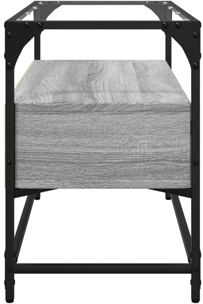 TV staliukas TV spintelė su stikliniu stalviršiu, pilka, 80x35x51cm, mediena