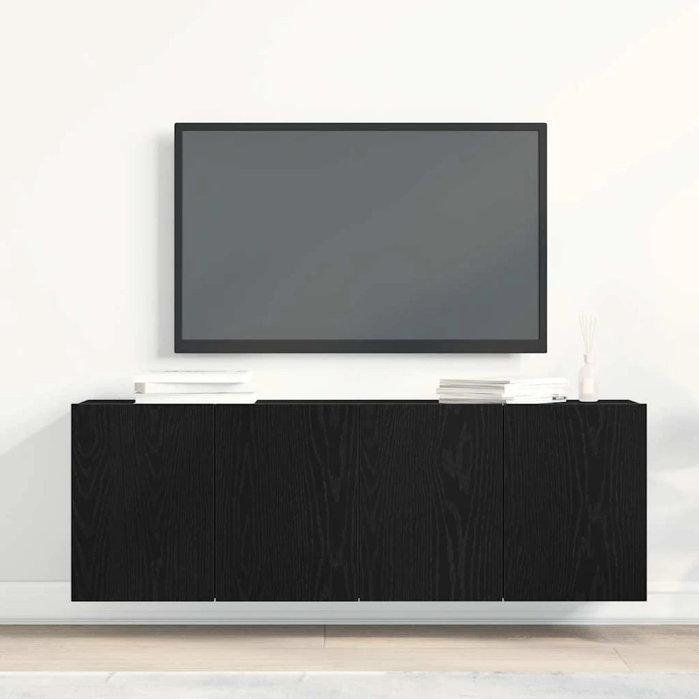 TV staliukas TV spintelės, 2 vnt., juodo ąžuolo spalvos, 120x30x41 cm, inžinerinė mediena