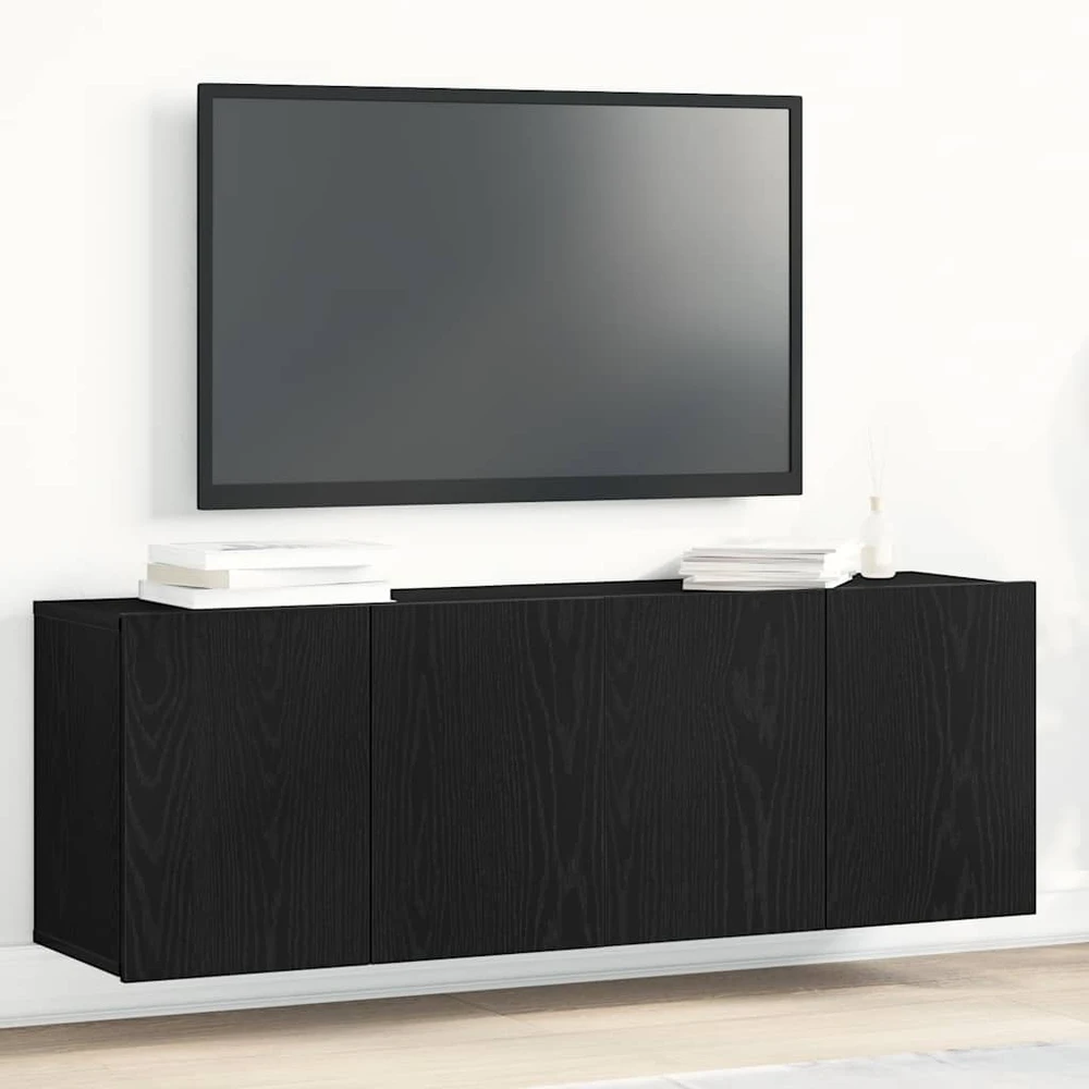 TV staliukas TV spintelės, 2 vnt., juodo ąžuolo spalvos, 120x30x41 cm, inžinerinė mediena