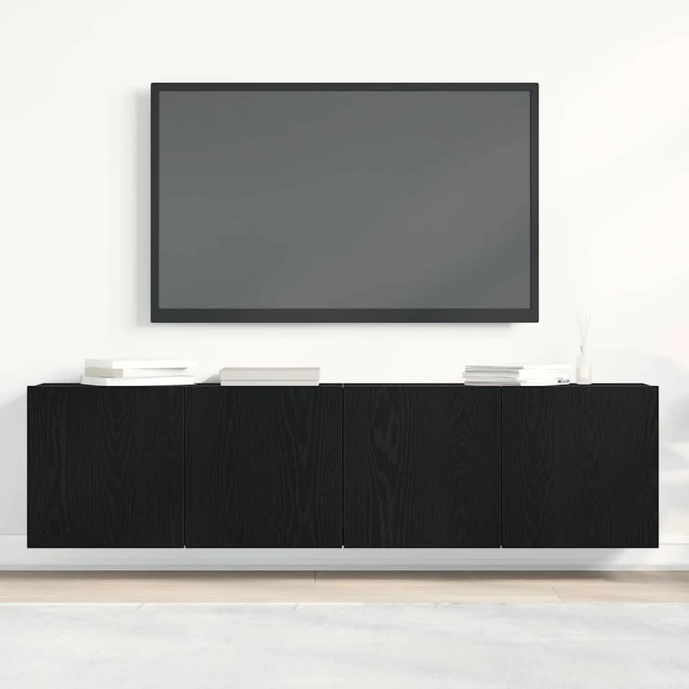 TV staliukas TV spintelės, 2 vnt., juodo ąžuolo spalvos, 160x30x41 cm, inžinerinė mediena