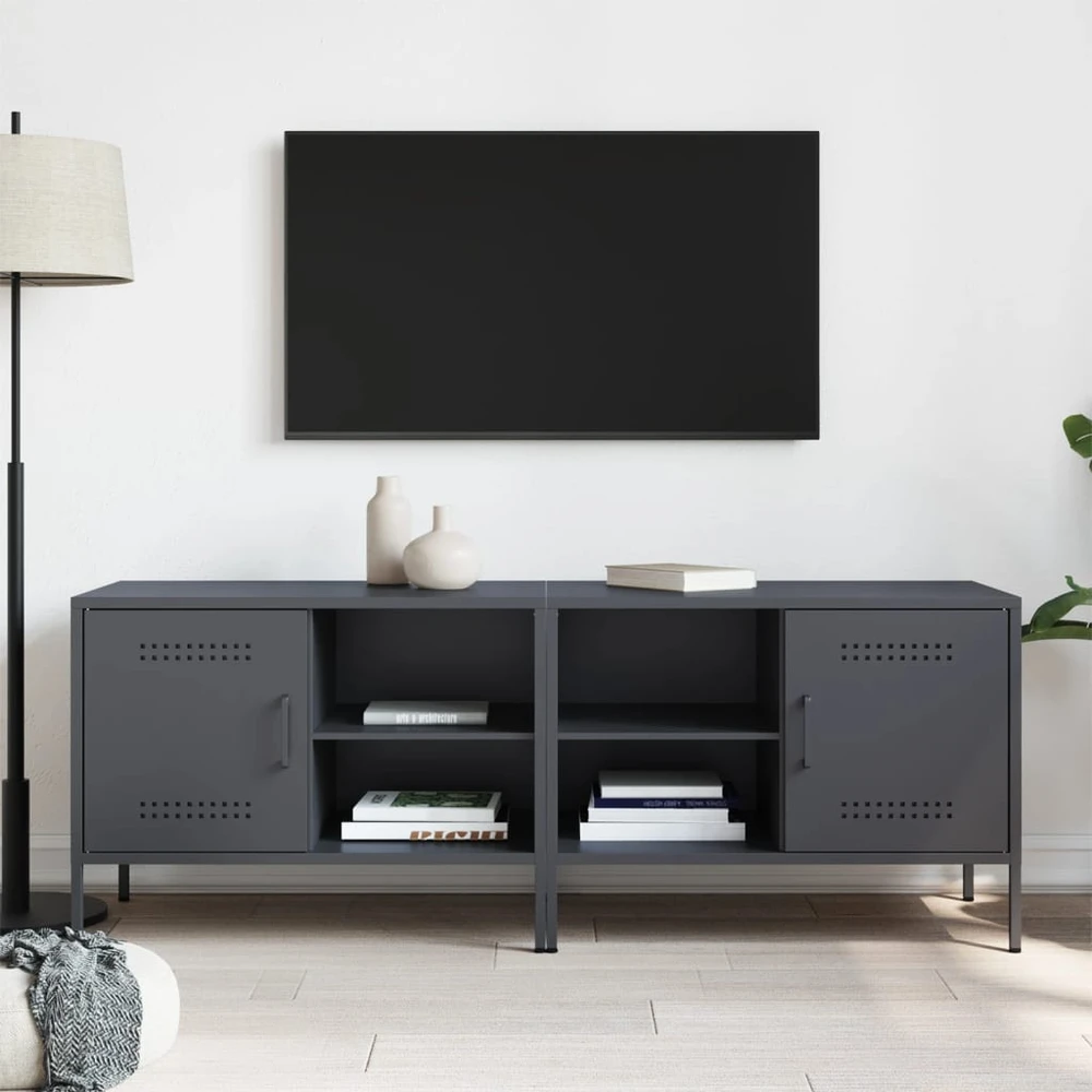 TV staliukas TV spintelės, 2vnt., antracito, 68x39x50,5cm, plienas
