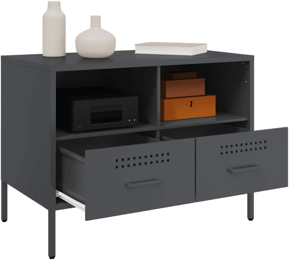 TV staliukas TV spintelės, 2vnt., antracito, 68x39x50,5cm, plienas