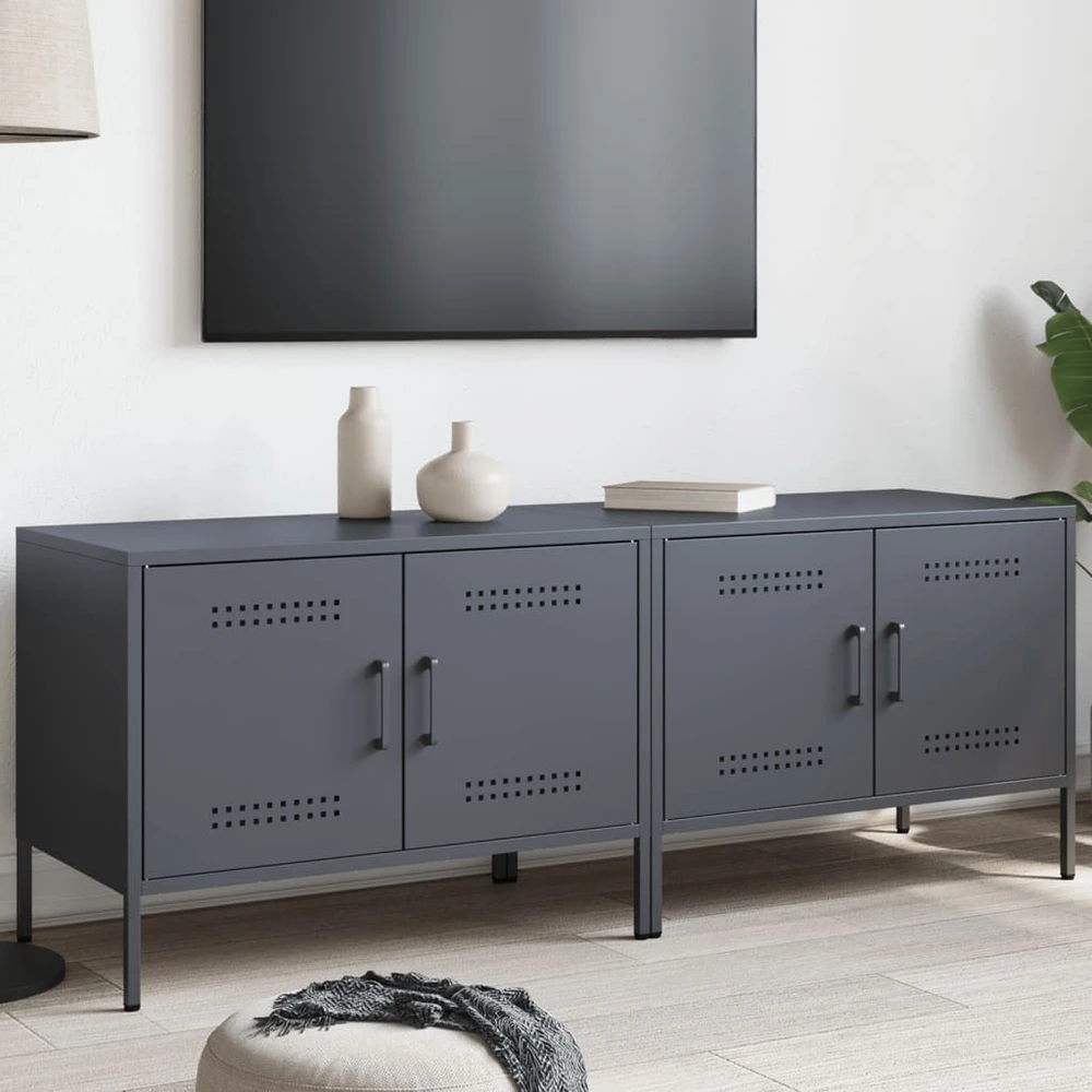 TV staliukas TV spintelės, 2vnt., antracito, 68x39x50,5cm, plienas