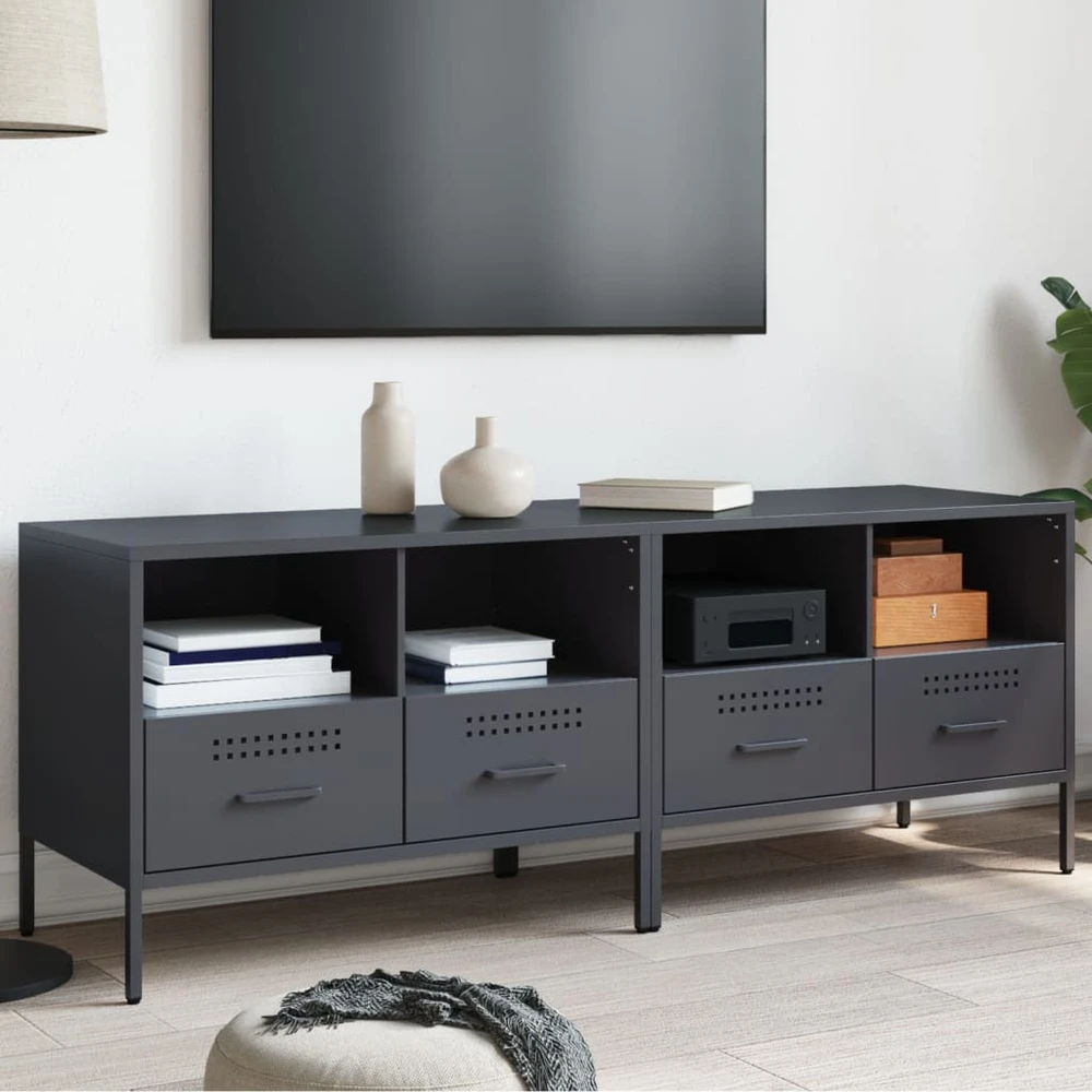 TV staliukas TV spintelės, 2vnt., antracito, 68x39x50,5cm, plienas