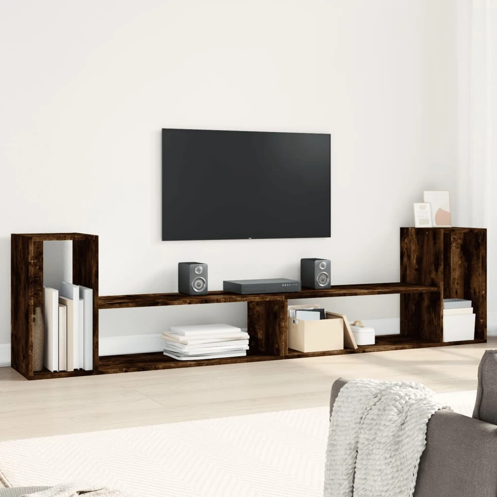 TV staliukas TV spintelės, 2vnt., dūminio ąžuolo, 100x30x50cm, MDP