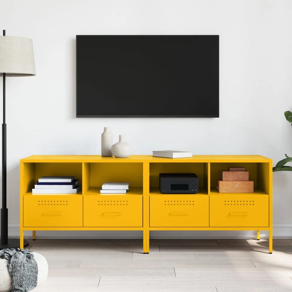 TV staliukas TV spintelės, 2vnt., garstyčių, 68x39x50,5cm, plienas