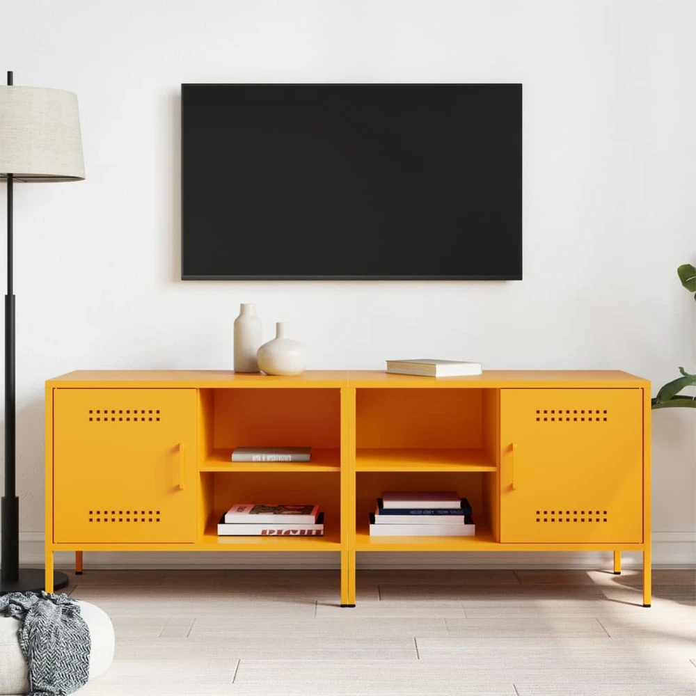 TV staliukas TV spintelės, 2vnt., garstyčių, 68x39x50,5cm, plienas