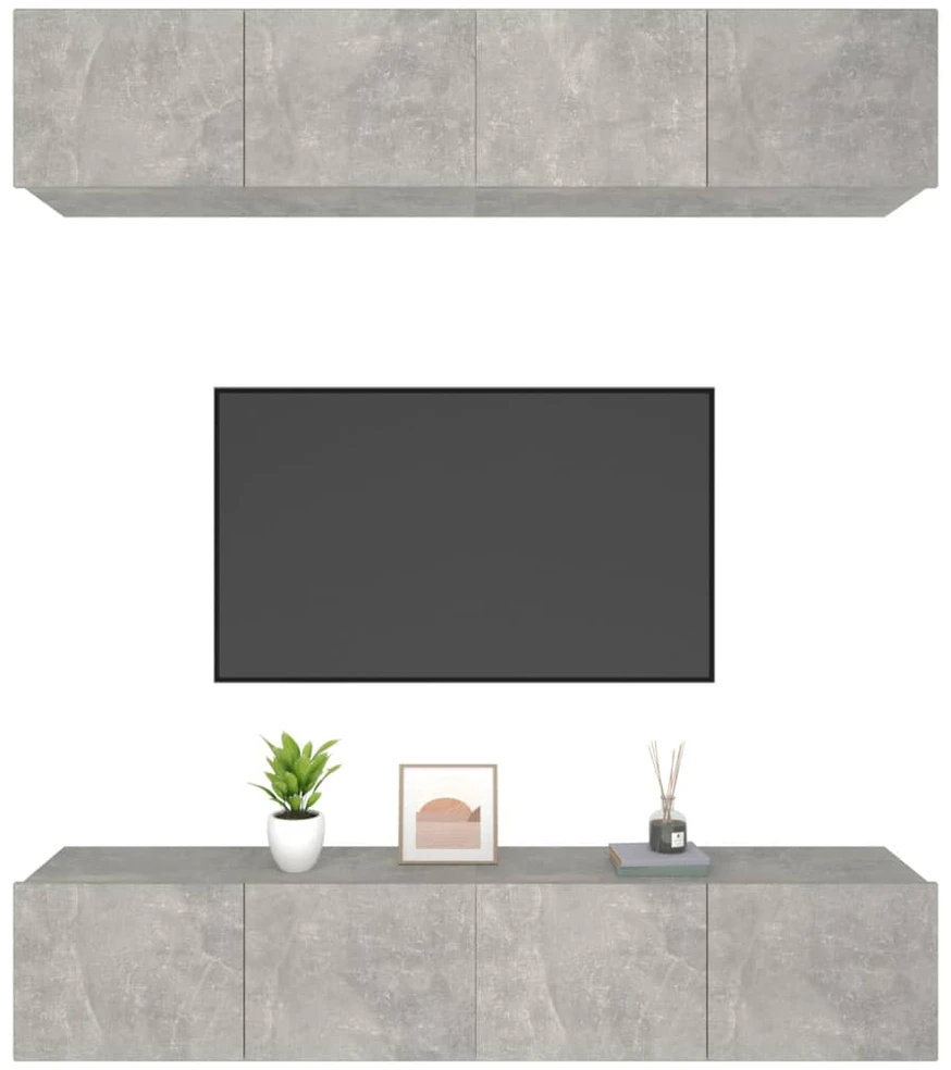 TV staliukas TV spintelės, 4vnt., betono pilkos, 80x30x30cm, mediena