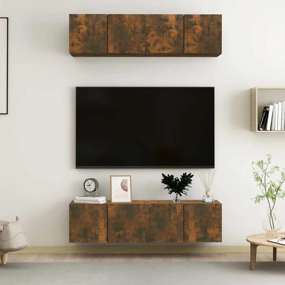 TV staliukas TV spintelės, 4vnt., dūminio ąžuolo, 60x30x30cm, mediena