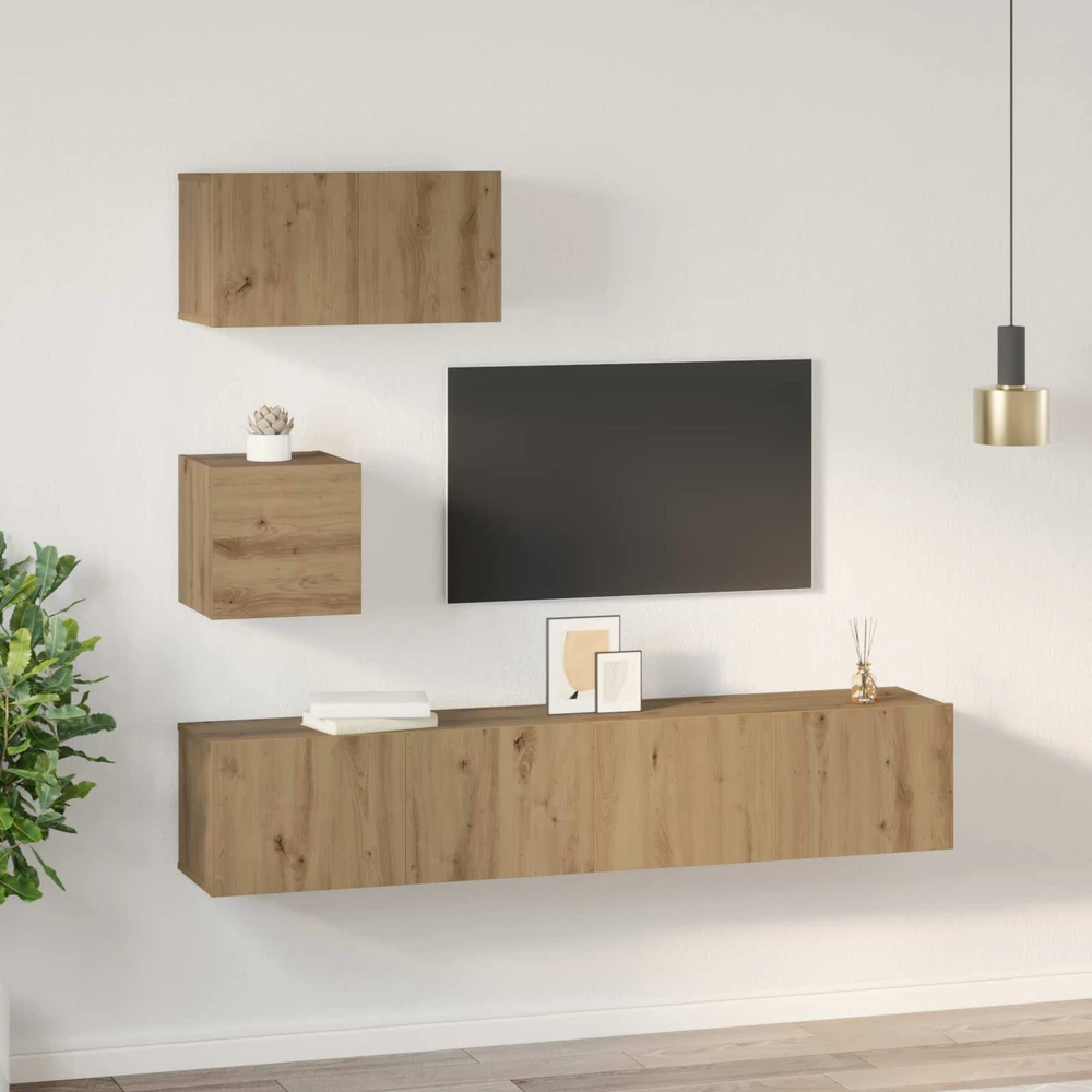 TV staliukas TV spintelių komplektas 3 vnt. Amatininkų ąžuolas