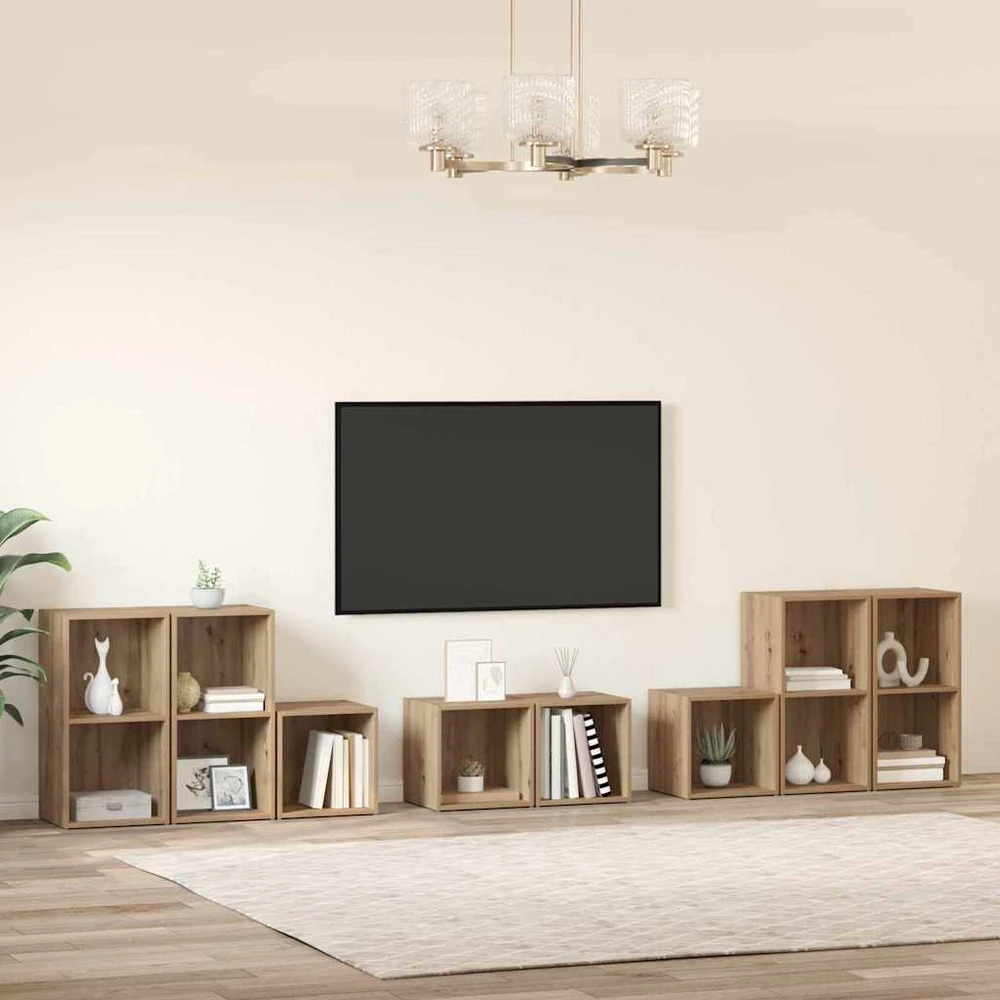 TV staliukas TV spintelės komplektas 8 vnt. Amatininkų ąžuolas