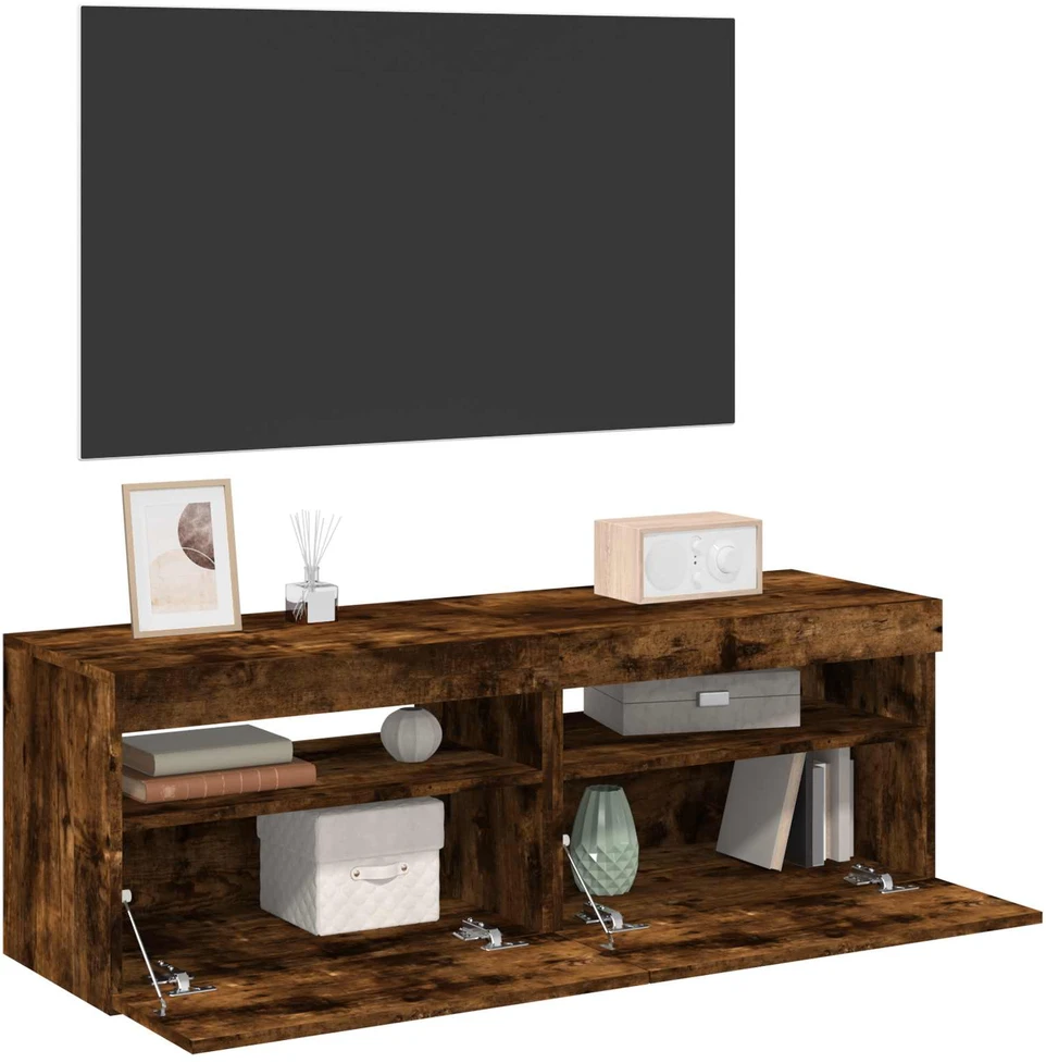 TV staliukas TV spintelės su LED, 2vnt., dūminio ąžuolo, 60x35x40cm